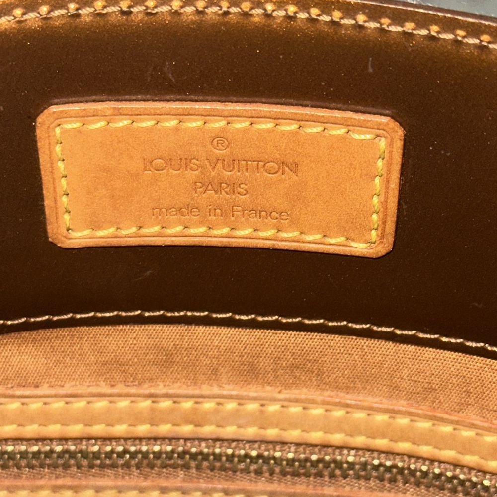 Louis Vuitton brown / metallic bronze monogram vernis tote bag 13.25 x 10 x 4.25 - Picture 9 of 17